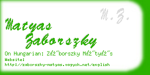 matyas zaborszky business card